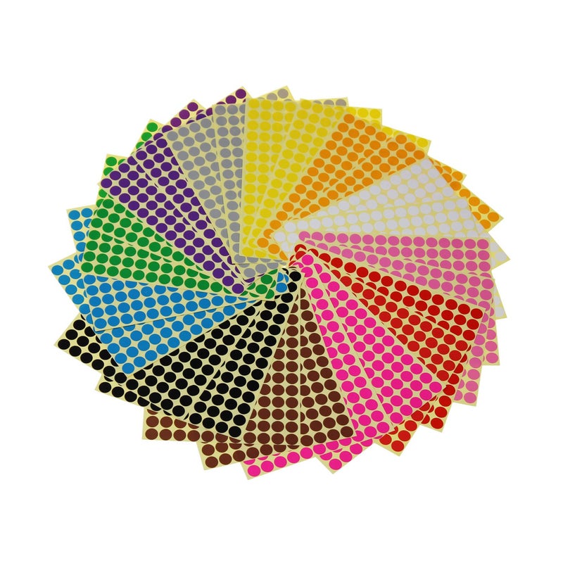Goodma Sticky Color Coding Labels Removable Small Circle Dot Stickers for Classroom Organization Decorations Yard Sale Calendar Planner, 3/8 inch Diameter, 12 Colors, Total 3960 Dots in 24 Sheets - Image 1